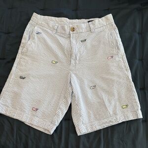 Vineyard Vines Seersucker Shorts with Embroidered Whales